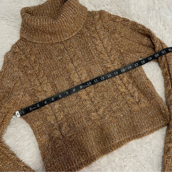 PILCRO | Cableknit Shine Wool Blend Turtleneck Sweater - Picture 6 of 15